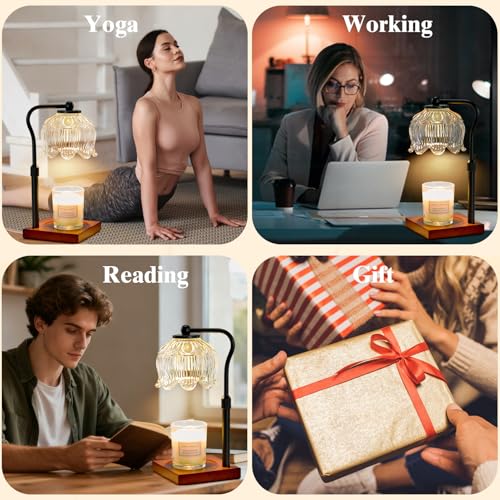 Shevvi Candle Warmer Lamp with Timer, Dimmable Candle Warmer for Jar Candles, Gifts for Women Mom, Height Adjustable Wax M...