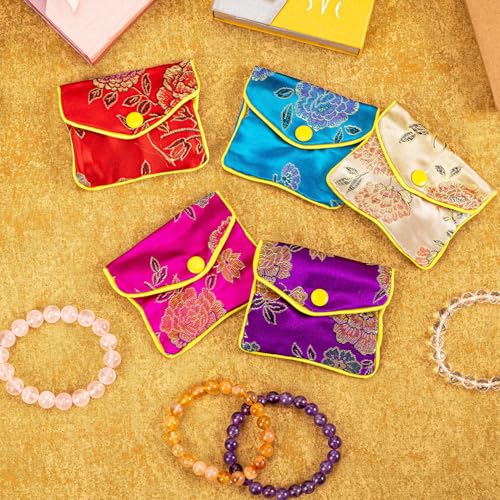 OceeK Travel Jewelry Case,Jewelry Silk Purse Pouch Gift Case, for Women Teen Girl Gifts,Color,15 Pack,Small