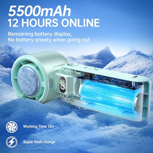 Coolhill Handheld Portable Fan with Ice Cooler: 199-Speed 5500mAh Rechargeable Handheld Fan, 12H Time Hand Cooling Persona...