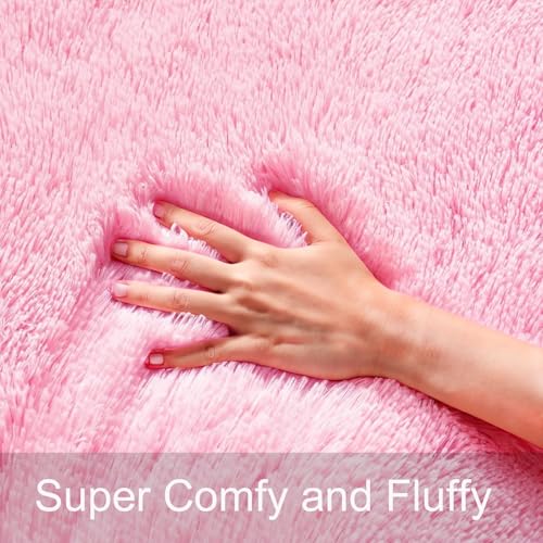 GREFFY Soft Runner Rugs for Bedroom, 2x8 Ft Hallways Modern Plush Pink Shag Carpet, Non Slip Dorm Bedside Shaggy Rug for L...