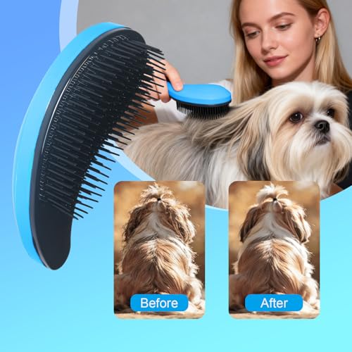 MAEELOU Small Dog Brush- Grooming Tool for Teddy, Yorkies, Maltese, Shih Tzu, Chihuahua - Puppy Hair Brush (Blue)