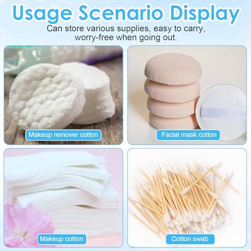 Portable Travel Cotton Pad Holder 3 Pcs Travel Qtips Case Cotton Pad Holder Travel Dispenser Cosmetic Sponge Storage Box C...