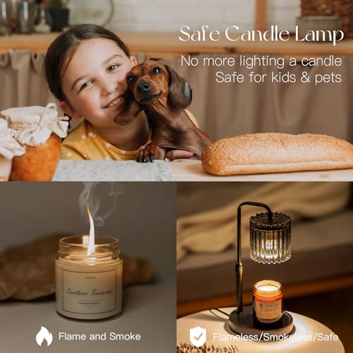 Candeldo Candle Warmer Lamp with Timer: Black Candle Warming Lamp Height Adjustable Wax Melt Warmer Dimmable Modern Farmho...