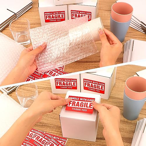 25Pack 5x5x5 Shipping Boxes for Small Business,White Mailing Boxes with Bubble Bags & Fragile Stickers for Mailing and Pac...