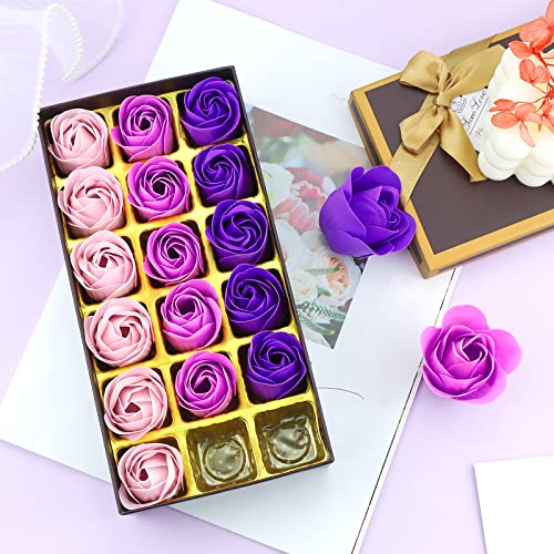 JIALEEY Floral Scented Bath Soap Rose Flower Petals, Plant Essential Oil Rose Soap Set, Best Gifts Ideas for Her Women Gir...