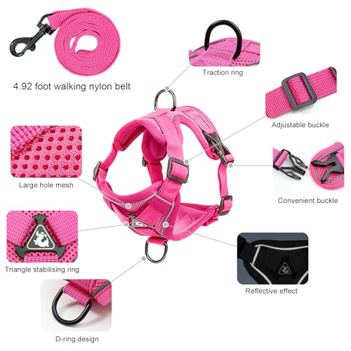 XL Cat Harness Escape Proof for Heavy Cats - Adjustable Vest Leash Set with 4 Buckles, Reflective Breathable Mesh for Extr...