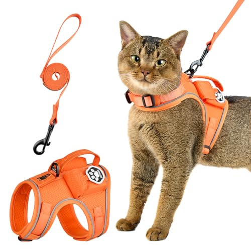 OneTigris Cat Harness and Leash - Escape Proof Soft Adjustable Cat Harness, Breathable, Comfortable, Durable Water-Resista...