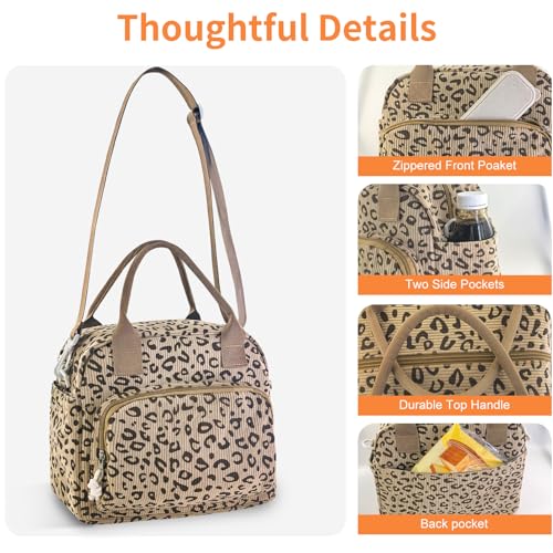 Mziart Lunch Box for Women Men, Large Cute Insulated Lunch Bag Leakproof Thermal Lunchbox Cooler Tote Bags with Adjustable...