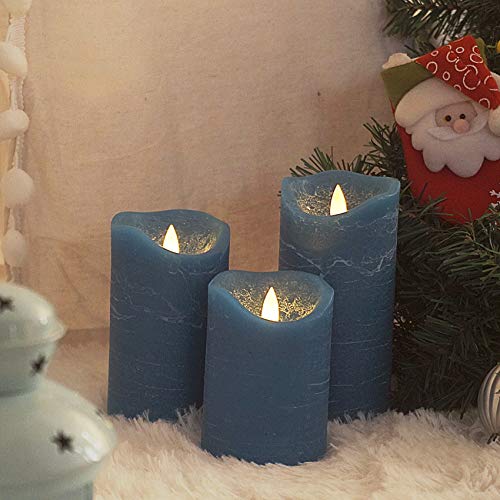 iZAN 3 Pack Real Wax Flameless Candles Battery Operated LED Pillar Flickering Realistic Electric Candle Gift Sets with Rem...