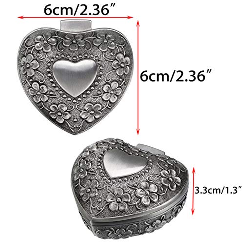 Hipiwe Vintage Heart Shape Jewelry Box - Small Antique Ring/Earrings/Necklace Storage Organizer Case, Metal Treasure Chest...