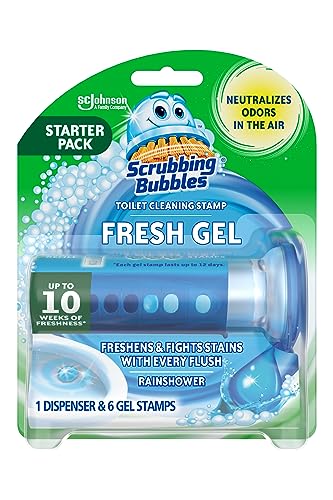 Scrubbing Bubbles Fresh Gel Toilet Bowl Cleaning Stamps, Helps Keep Toilet Clean and Helps Prevent Limescale & Rings, Rain...