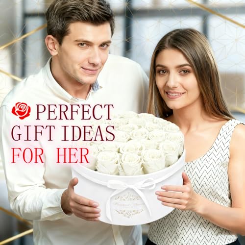 27 Forever Flowers in a Luxury Suede Box, Preserved Roses Birthday Gifts for Women, Romantic Anniversary Wedding Gifts for...