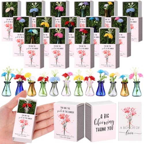 12 Sets Mother's Day Bulk Gifts for Women Teacher Nurse Appreciation Positive Mini Bud Vases with Flower Office Desk Decor...