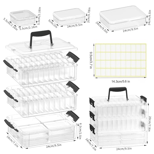 VANSUNS Bead Organizer Box 58 Pcs, 3-Tier Stackable Storage Box, and 3 Different Container Sizes Small Plastic Containers ...