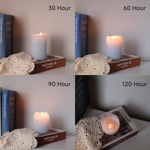MOZEAL Hand-Poured Granular Texture Decorative Baby Blue Pillar Candles Set of 3 (3"x4", 5", 6"),Approx 300 Hours Burn Tim...