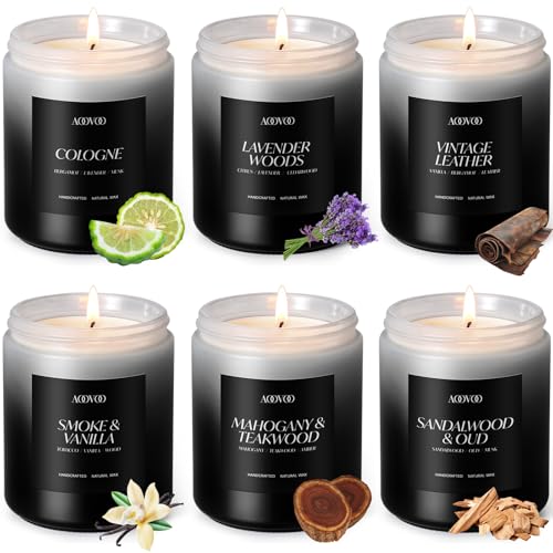 AOOVOO Scented Candles Set - 6 Pack Men Candles for Home Scented, 42 oz Soy Wax, 300 Hour Long Lasting Candle, Soy Candle ...