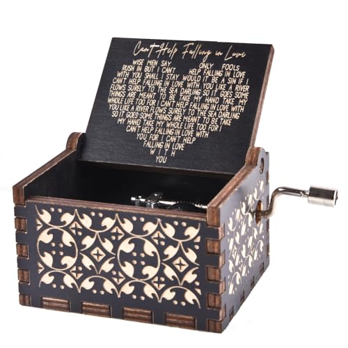 byykit Can't Help Falling in Love Wood Music Box, Antique Engraved Musical Boxes Case for Love One Wooden Music Box - Gift...