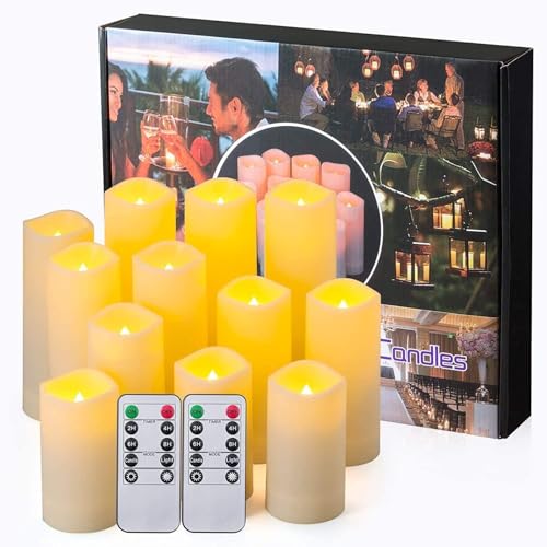 CAKETYCG Flameless Candles with Remote Control Waterproof Outdoors & Indoors, Battery Candles with Remote Timer, Decorativ...