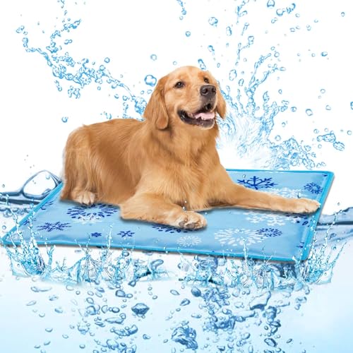 aingycy Dog Cooling Mat Water Injection Pet Cool Pads Dogs & Cats Pet Cooling Blanket for Outdoor Car Seats Beds (Azure, 3...