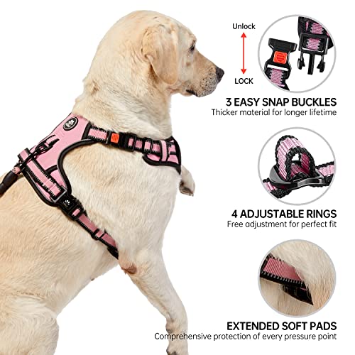 NESTROAD No Pull Dog Harness,Adjustable Oxford Medium Dog Harness with Leash,Reflective No-Choke Pet Vest Harness with Eas...