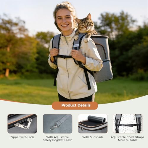 Lekereise Cat Backpack Expandable Pet Carrier Backpack for Small Cats and Dogs, Airline-Approved Foldable Dog Carrier Back...