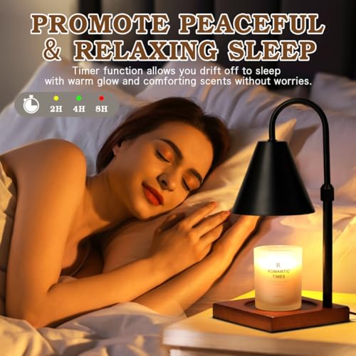 Modern Candle Warmer Lamp with Timer, Dimmable Candle Lamp Warmer, Mothers Day Birthday Gifts for Women Men, Black Candle ...