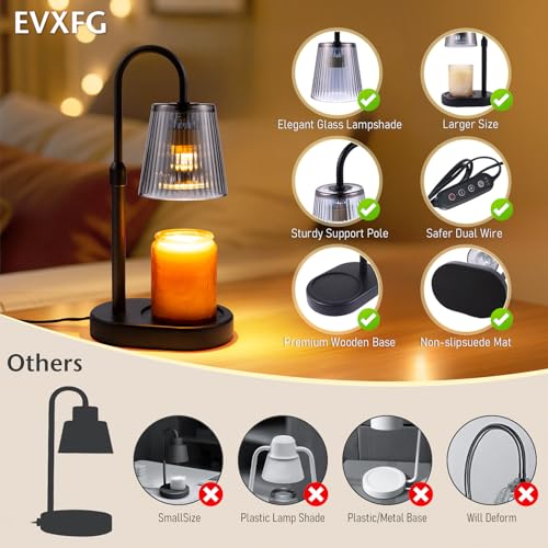 Candle Warmer Lamp with Timer Electric - Wickless Warming Light Height Adjustable Dimmable No Flame Heat Warm Melt Wax Sce...