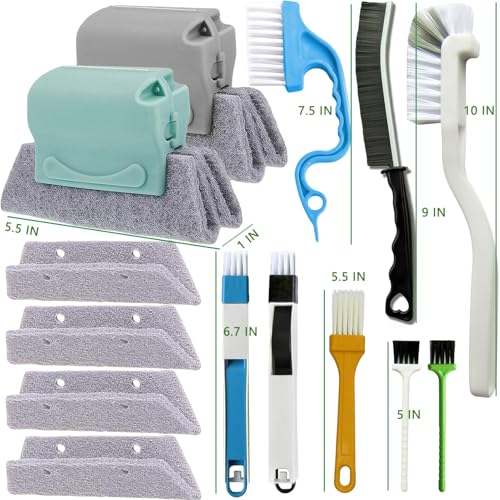 CRAFNEW 14Pcs Window Track Cleaning Tools, Deep Clean Groove Gap cleaning brush Kit for Window/Door Tracks, Sliding Doors,...