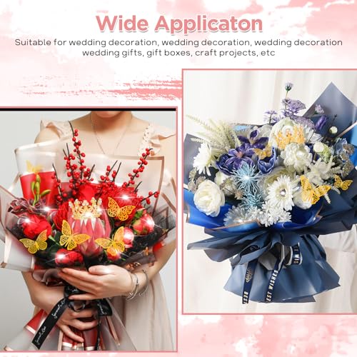 Hossmily 209 Pcs Flower Bouquet Wrapping Paper Waterproof Floral Wrapping Paper Florist Supplies with Butterfly Decoration...