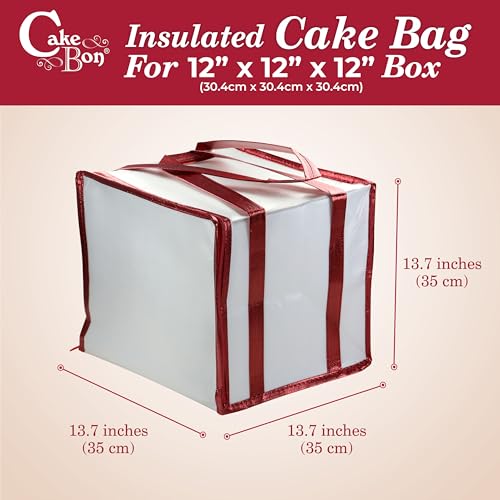 Cakebon 12-Inch Cake Insulated Cooler Bag with Ice Pack Sheets – Premium Carrier Bag for Cakes, Pastries & Cupcakes – Dura...