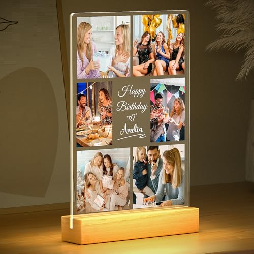 Jkolalin Custom Picture Frames with Photo, Personalized Picture Frame with Night Light, Custom Photo Frame, Customized Bes...