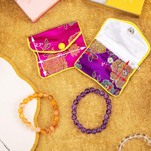 OceeK Travel Jewelry Case,Jewelry Silk Purse Pouch Gift Case, for Women Teen Girl Gifts,Color,15 Pack,Small