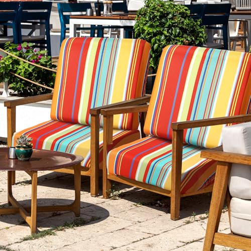 Geyoga 8 Pcs Patio Stretch Sofa Cushion Covers Outdoor Cushion Covers Replacement Waterproof Patio Furniture Couch Slipcov...