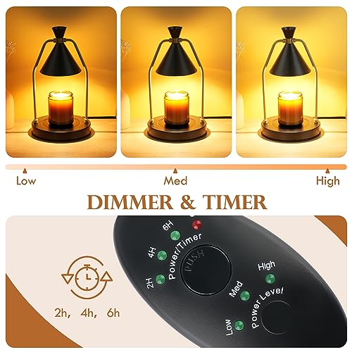 MIGHTY T Candle Warmer Lamp with Timer & Dimmer – Flameless Candle Lamp for Jar Candles – Adjustable Brightness – Safe Hom...