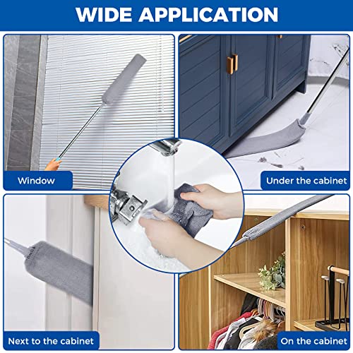 Retractable Gap Dust Cleaner Cleaning Tools with 2 Microfiber Dusting Cloths Long Handle 60inches Washable and Retractable...