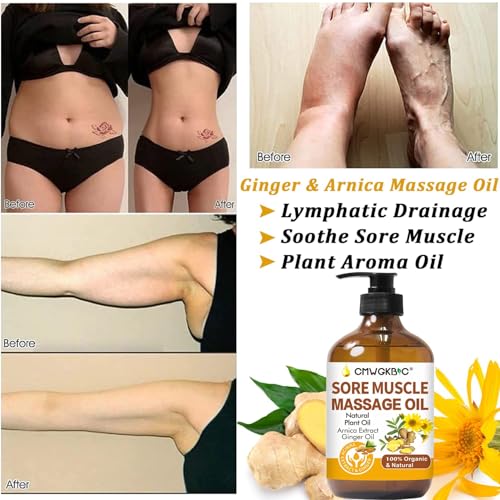 Massage Oil for Massage Therapy,Lymphatic Drainage-Ginger Oil Sore Muscle Arnica Oil &Lavender Oil Relaxing Massage Oils f...