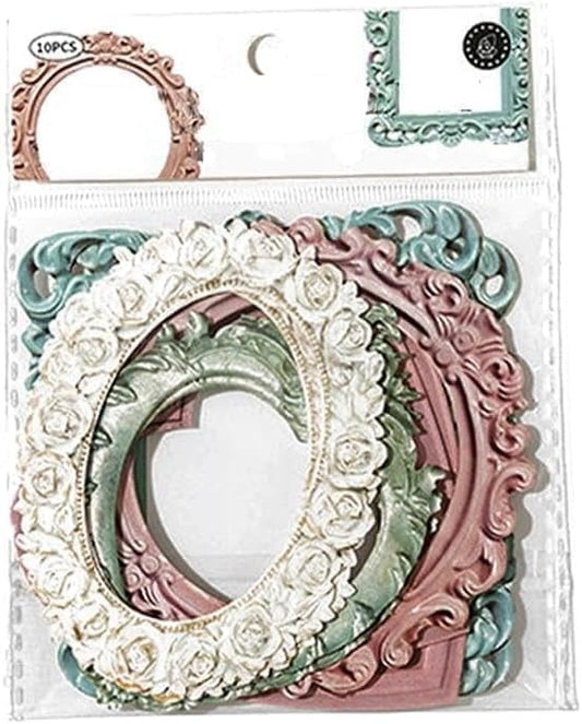 10 Pcs Multicolor Photo Frame Paper Crafts,Decorative Photo Frame Material Paper,Creative Hollow Embossed Photo Frame, Jou...