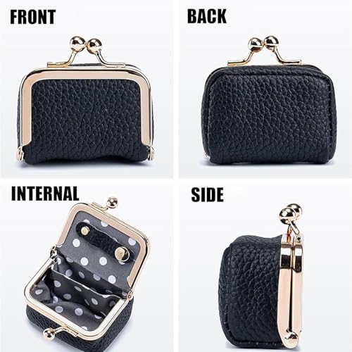 KLESZZYD Genuine Leather Mini Jewelry Box & Coin Purse for Women, Travel Jewelry Case with Kiss Lock, Holds Earrings, Ring...