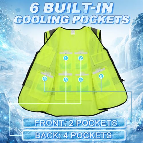 Chicingyou Cooling Vest with 8 Ice Packs, Summer Reflective Safety Vest for Adult, Hot Weather, Sports, Outdoor Activities