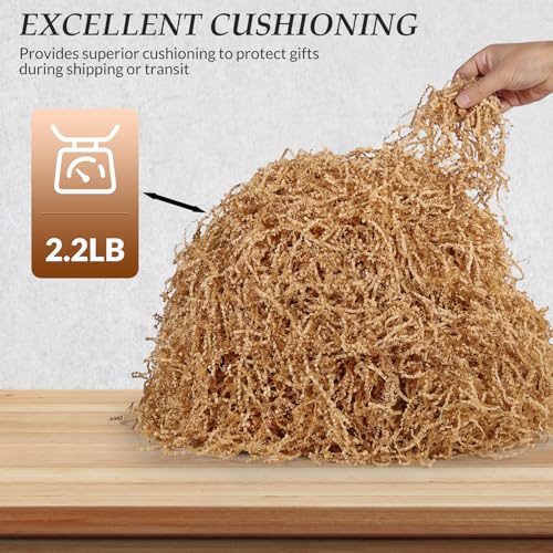 2.2 LB Kraft Shredded Paper for Gift Baskets, Effective Crinkle Paper and Basket Filler, Ideal for Gift Box Stuffing and H...