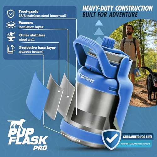 PupFlask Pro Dog Water Bottle | 30 or 50 OZ Double Wall Insulated Stainless Steel | Built-In Flip Cup Bowl | Leak Proof Ca...