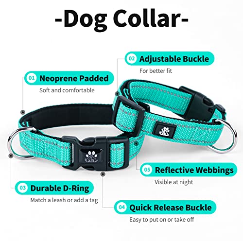 IVY&LANE Reflective Dog Collar and Leash Set,Adjustable Neoprene Padded Dog Collars for Puppy, Breathable Nylon Pet Collar...