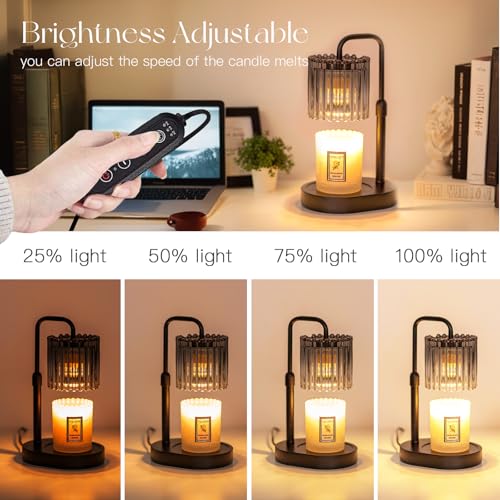 Candeldo Candle Warmer Lamp with Timer: Black Candle Warming Lamp Height Adjustable Wax Melt Warmer Dimmable Modern Farmho...