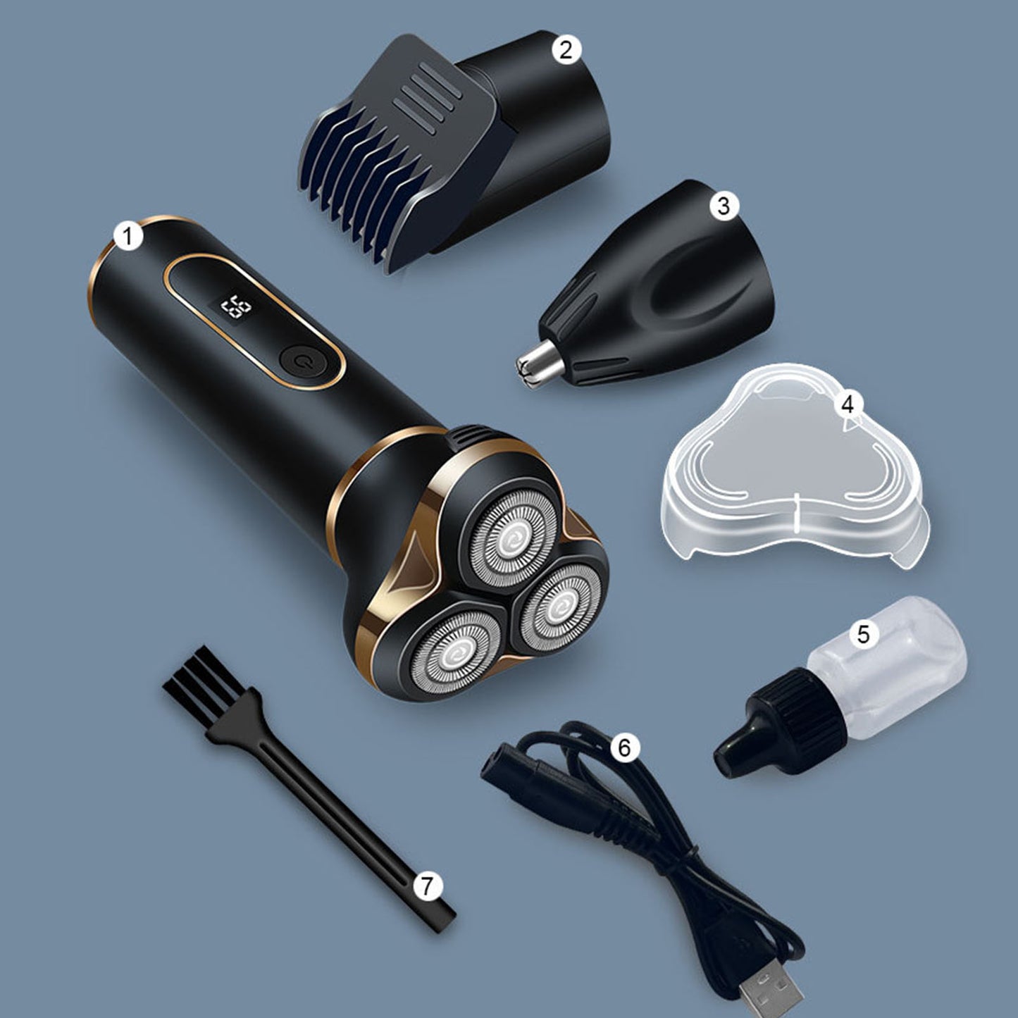 Cordless Electric Shaving Machine Men 3 In 1 For Beard Nose Hair Sideburns IPX7 Water Proof USB Charging Tool