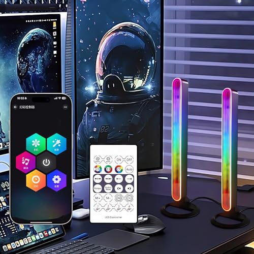 LLdshun RGB Light Bar for Desk 2 Pack USB Powered Ambient Table Lamp with App & Remote Control Color Changing LED Mood Lig...