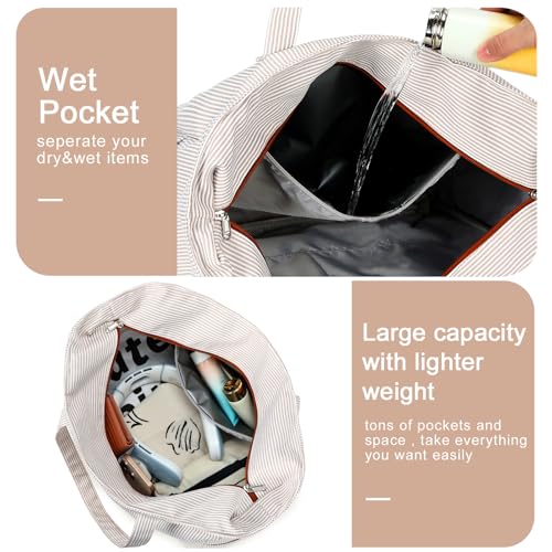 Bluboon Beach Bags for Women, Large Waterproof Tote Bag With Wet Compartment for Pool Weekender Travel Gym