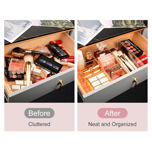 JessLab Acrylic Organizers, Bathroom Organizer for Drawer, Cosmetic Display Cases for Vanity, Countertop, Desk, Kitchen, a...