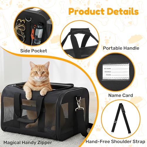 Simple Deluxe Airline-Approved Cat Carrier, 17" x 12" x 12", Soft-Sided Pet Carrier for Cats, Small Dogs, Kittens & Puppie...