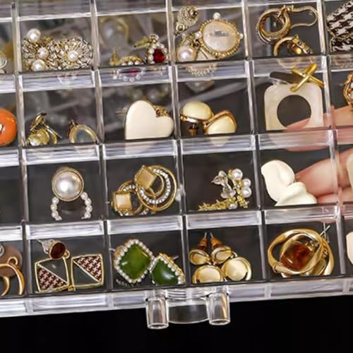 SPAKOWN Earring Organizer, Acrylic Jewelry Holder Organizer with 5 Drawers Stackable Earring Storage Case Jewelry Boxes fo...