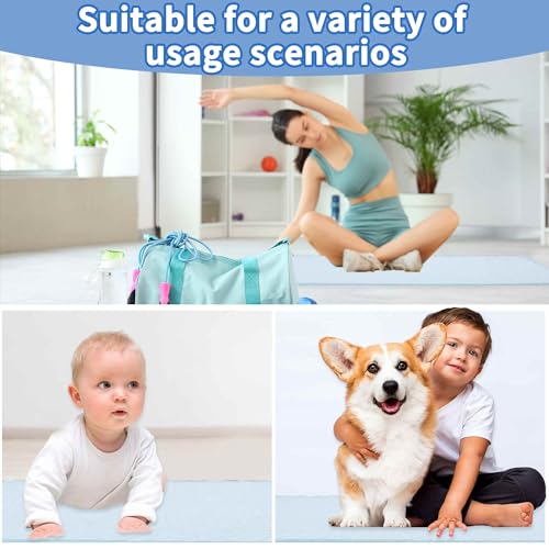 GLIDESMOOTH Dog Cooling Mat, Durable Machine Washable Pets Cool Pad, Large, Blue